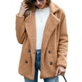thumbnail image 2 of Defitshape Women's Soft Fluffy Blazer Jackets & Coats Lapel Collar Warm Thick Fuzzy Teddy Fleece Casual Double Breasted Jackets & Coats Umber 16, 2 of 4