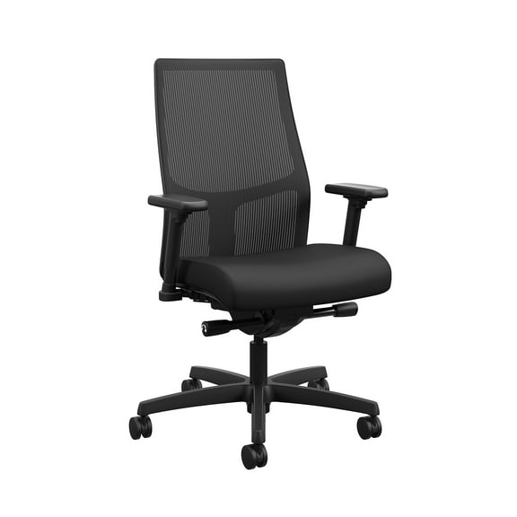 HON HONI2M2AMNC10TK Ignition 2.0 17 in. to 21 in. Seat Height Supports 300 lb 4-Way Stretch Mid-Back Mesh Task Chair - Black Seat/Back, Black Base