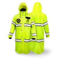 KwikSafety (Charlotte, NC) TORRENT Class 3 Safety Trench Coat | High Visibility Waterproof Windproof Safety Rain Jacket | Hi Vis Reflective ANSI Work Wear | Rain Gear Hideaway Hood Carry Bag | Small