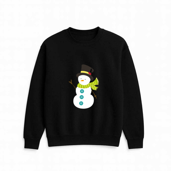 Christmas Snowman Hat Mistletoe Carrot Nose Holiday Festive Cartoon Sweatshirt, up to size 5XL