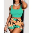 thumbnail image 3 of Women's Set Hawaii Beach Holiday Wind Numerical Print Tank Tops & Shorts 2 Piece Set, 3 of 5