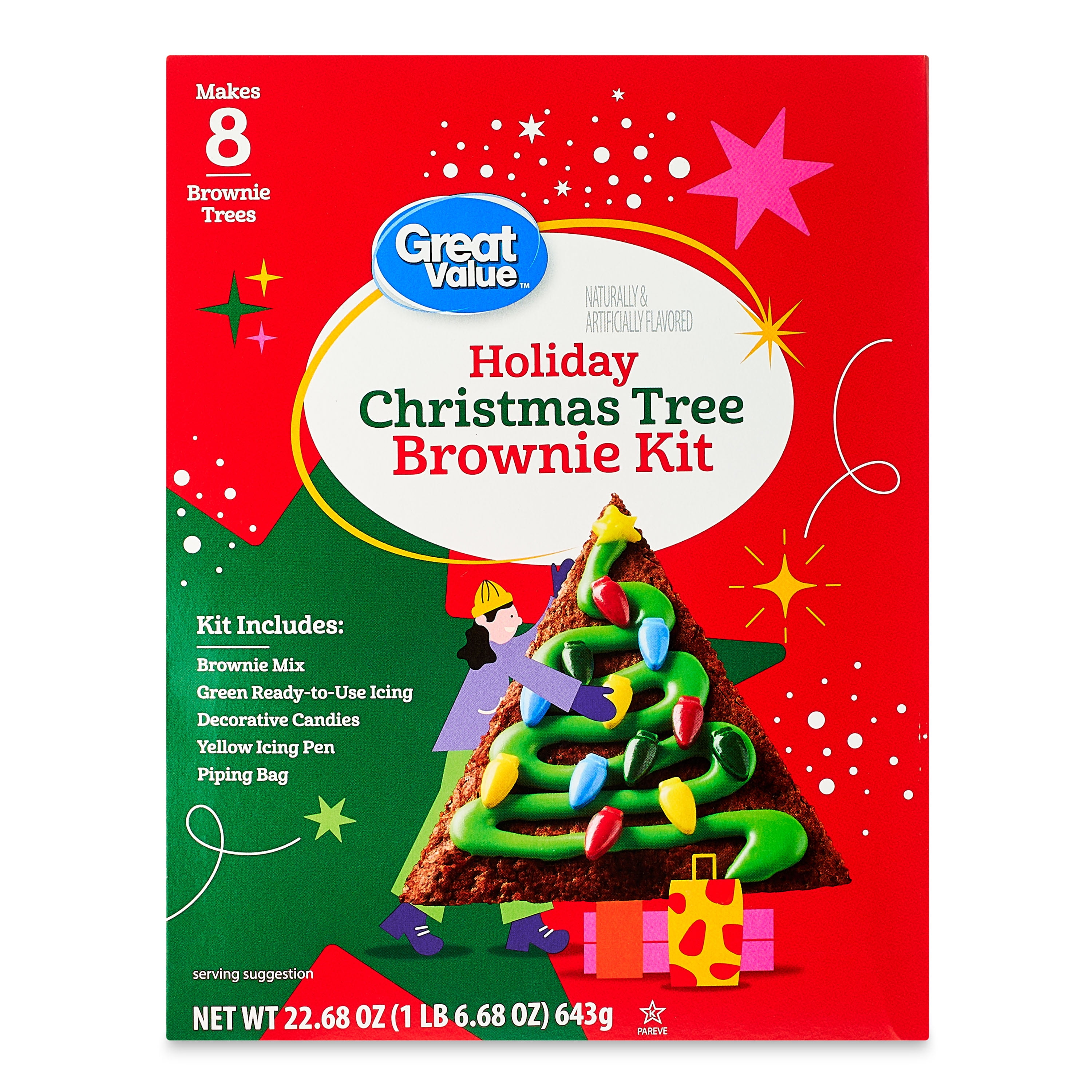 Great Value Holiday Christmas Tree Brownie Kit Mix, 22.68 oz