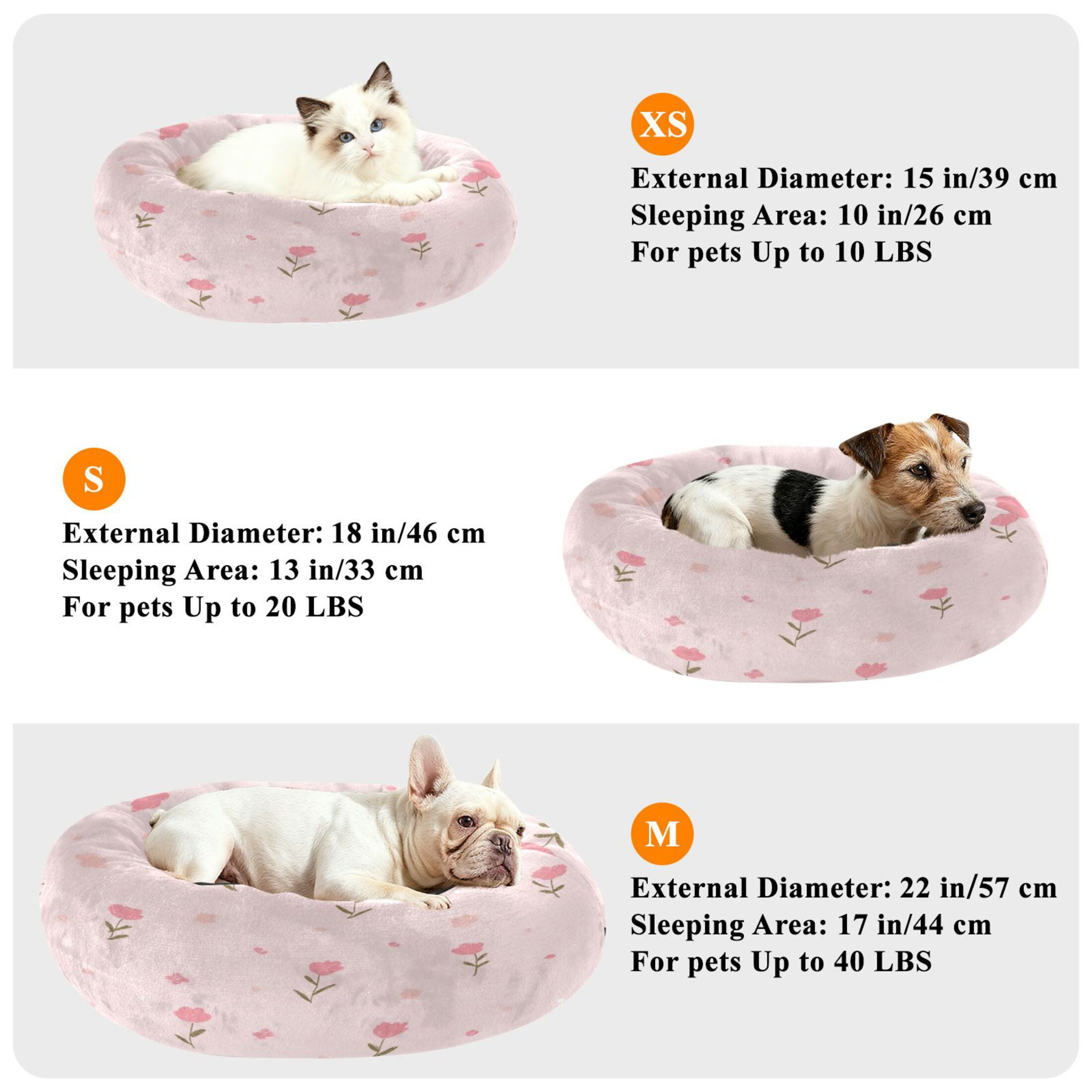 Iauyy Pet Couch Donut Cat Bed for Indoor Cats/Small Dogs Washable & Machine with Non-slip Bottom Calming Cat Furniture, The Atmosphere Of Spring (S)