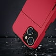 thumbnail image 3 of for iPhone 15 Plus Wallet Case with Sliding Door Hidden Pocket Credit Card Holder Dual Layer Heavy Duty Shockproof Hard PC Hybrid TPU Phone Flip Protective Cover for iPhone 15 Plus, Red, 3 of 8