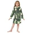 thumbnail image 6 of FORMRS Niños Bathrobe Unisex Hooded Robe Soft Plush Pajamas Sleepwear, Size 7-9T, Black Abstract, 6 of 7