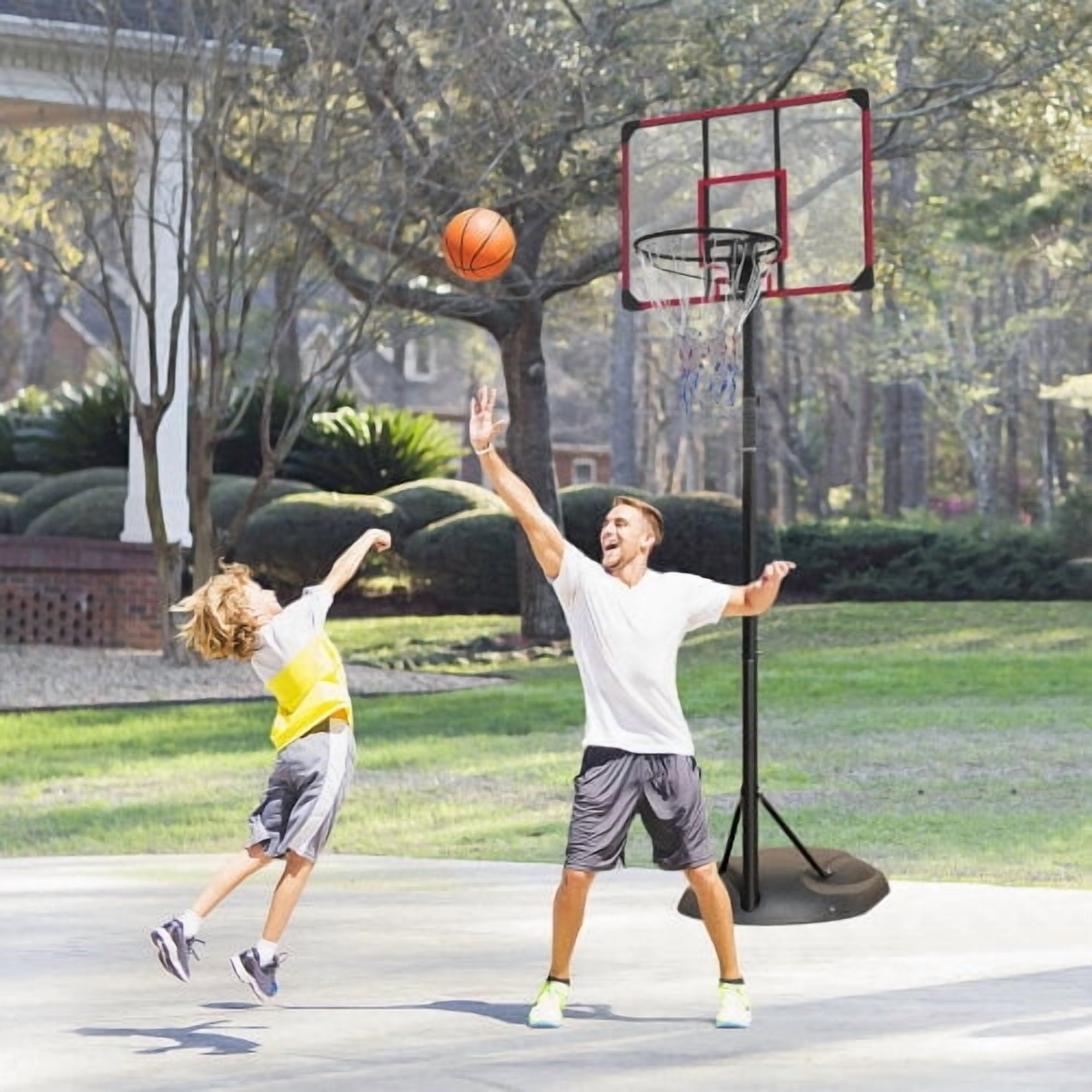 Basketball Hoop Portable Basketball Hoop Adjustable 7.5ft - 9.2ft with 32 Inch Backboard for Youth Adults Indoor Outdoor Basketball Goal Red,Basketball Goal