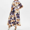 thumbnail image 4 of Brnmxoke Plus Size Wedding Guest Maxi Dress for Curvy Women Summer Casual Floral Empire Waist V Neck Short Sleeve Long Cocktail Dress 2025 Purple,XXXXL, 4 of 6