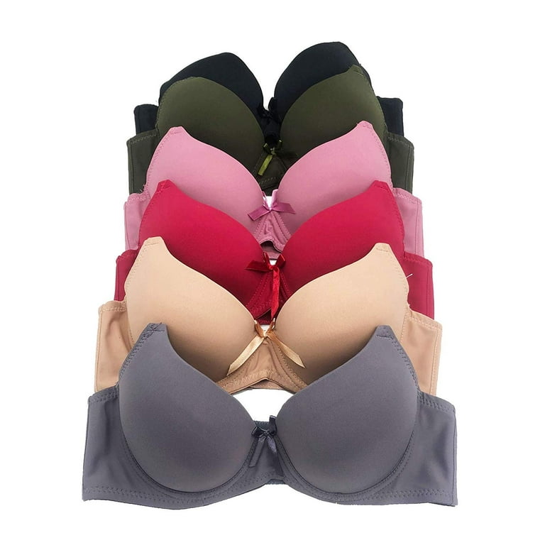 6 Pieces Gift ADD 1 Cup Full Cup Demi Wired Double Pushup Push Up Bra B/C  (36C)