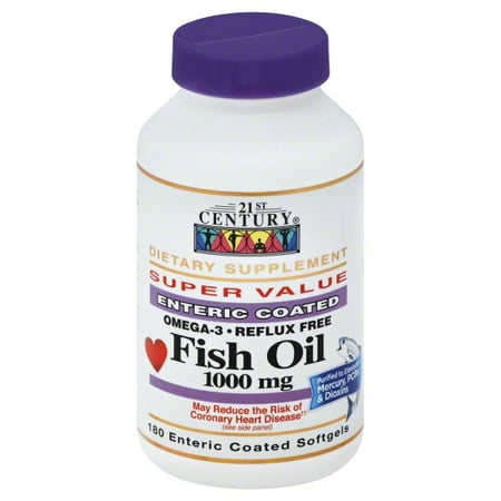 - 21st Century Heart Health Fish Oil 1000mg - Omega-3 Enteric Coated Softgels, 180 ea
