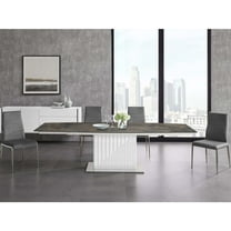 Casabianca Moon Manual Dining Table with White Base and Brown Marbled Top