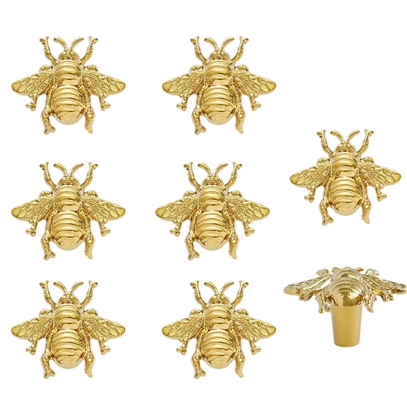 Pomos de gabinete BAOTXHBR con forma de abeja, aleación de zinc, oro, 8 unidades
