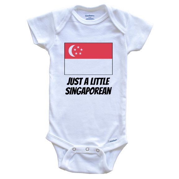 Just A Little Singaporean Cute Singapore Flag Baby Bodysuit, 0-3 Months White