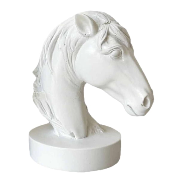 Estatua de cabeza de caballo, figura coleccionable, deportes ecuestres, escultura animal sencilla Blanco