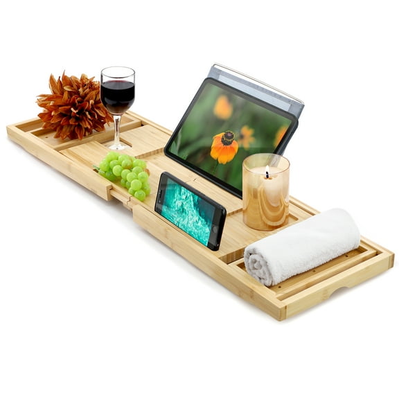 Elama Expandable Bamboo Wood Bath Tray