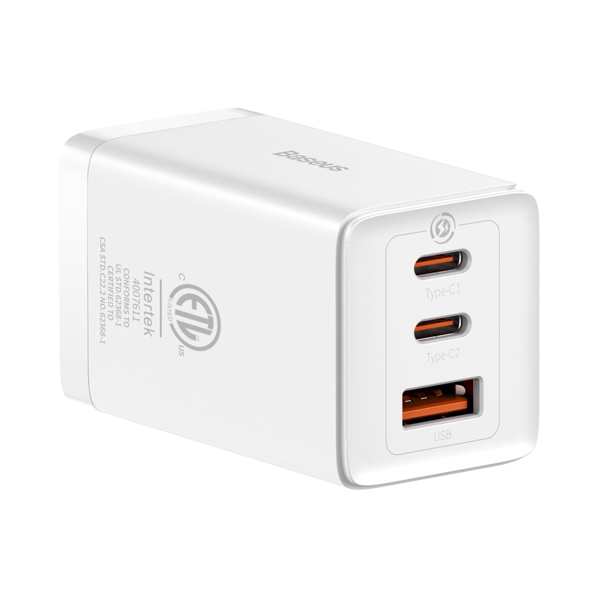 Baseus 65W USB C Fast Charger With Usb C Cable, Compact Gan Charger Block, White