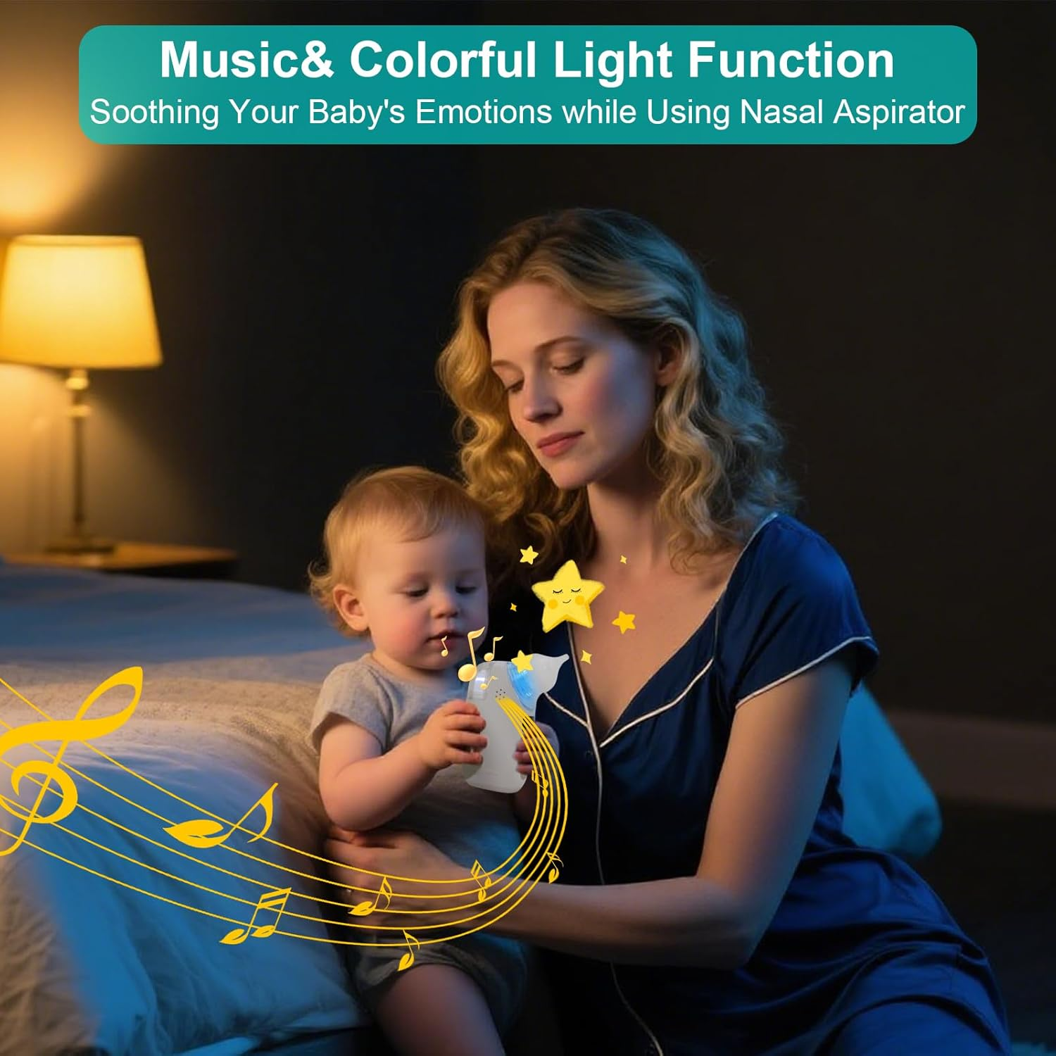 Nasal Aspirator for Baby, 2-in-1 Electric Baby Nasal Aspirator with Sprayer – Baby Nose Sucker, Nose Sucker for Baby – 5 Adjustable Suction Levels, Quiet, Music & Lights