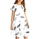 thumbnail image 5 of Odeerbi Niñas Verano A-Línea Vestido Pluma Impresión Swing Vestido Niños Manga Corta Vestido Elástico, 5 of 7