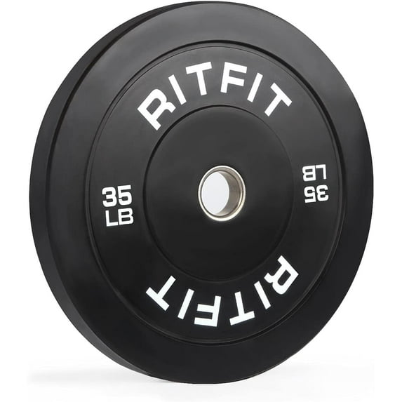 RitFit 35lb Olympic Weight Plate, Bumper Plates With Steel Insert, Olympic Barbell Weight Plates for Gym and Home