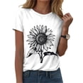 thumbnail image 4 of YDFCWXW Graphic Tees for Women Short Sleeve Crewneck Casual Cute T-Shirt Fashion Sunflower Lounge Tops White, 3XL, 4 of 6
