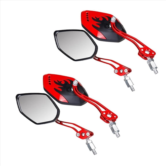 Rollbacks & More 4PCS Screw Diameter 10mm / 8mm Side Mirrors for Motorcycle Scooter 360 Degree Rotation Rearview Red