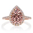 thumbnail image 2 of 1.5 Carat Pear Cut Real Morganite Halo Desiger Engagement with 18k Gold Plating, 2 of 2