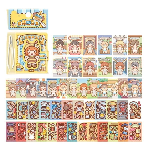 Kids Dress Up Sticker Book PaperActivity Sticker Book Set with Multiple Costume and Scene for Creative Learning Activity