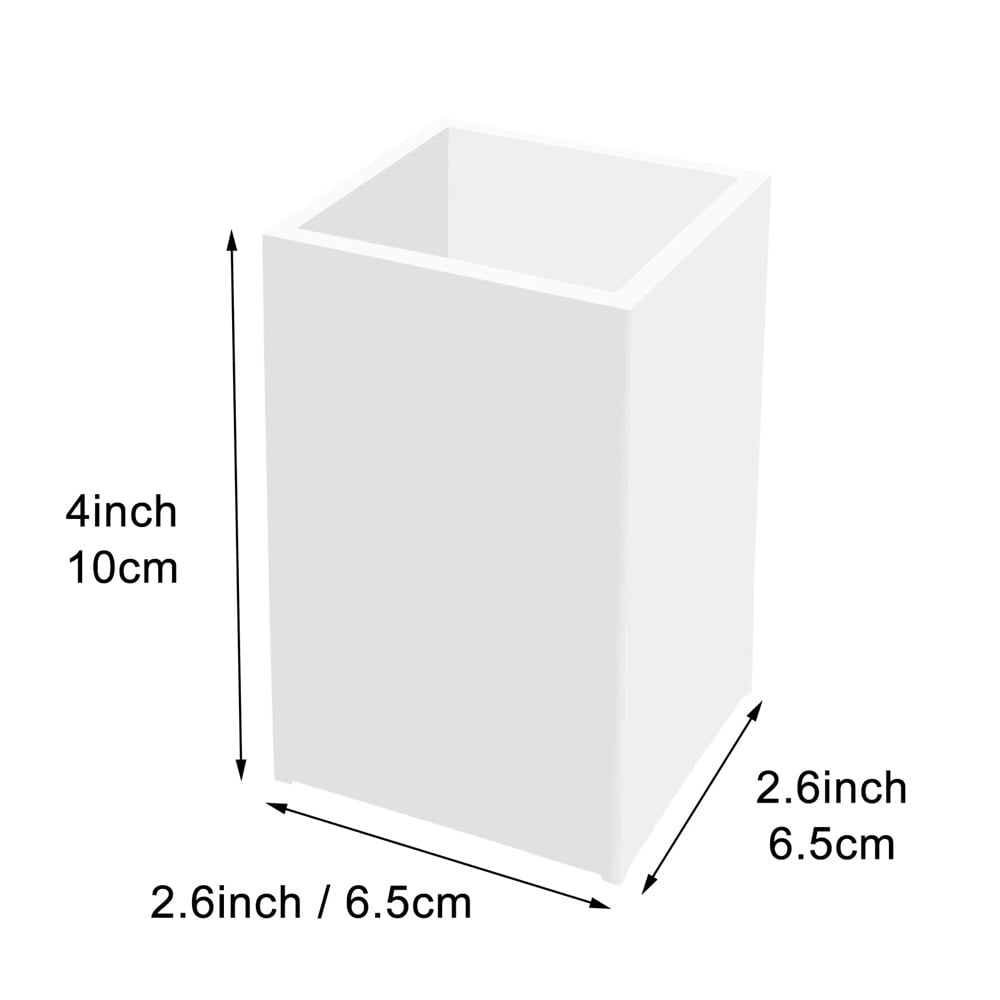 2.6x 2.6x 4 inches White Acrylic Pen Holder 4 Pack, Desktop Pencil Cup Stationery Organizer for Office Desk Accessory
