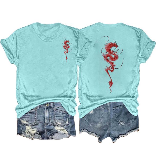 Birdeem Blouses pour Femmes T-Shirt Décontracté Imprimé à Col Rond Manches Courtes