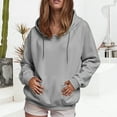thumbnail image 2 of Kaprioy Womens Casual Hoodies Long Sleeve Loose Fall Winter Sweatshirt with Pocket Lightweight Solid Color Pullover Tops Grey, XL, 2 of 8