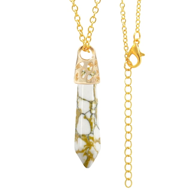 Collar de piedras hexagonales de cristal de moda, collar puntiagudo, colgante de cadena de joyería G Jinwen Collar Piedras Hexagonales