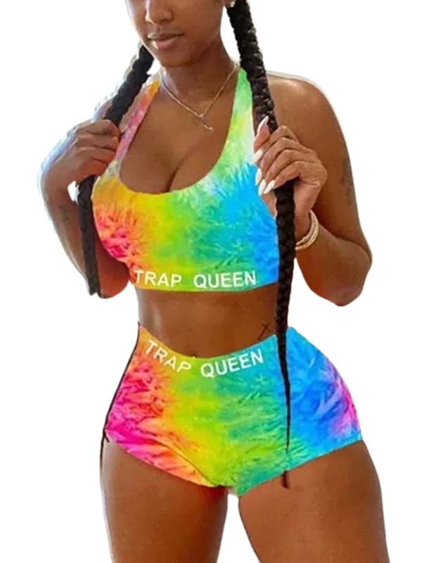 Women Tie Dye Two Piece Set Sleeveless 