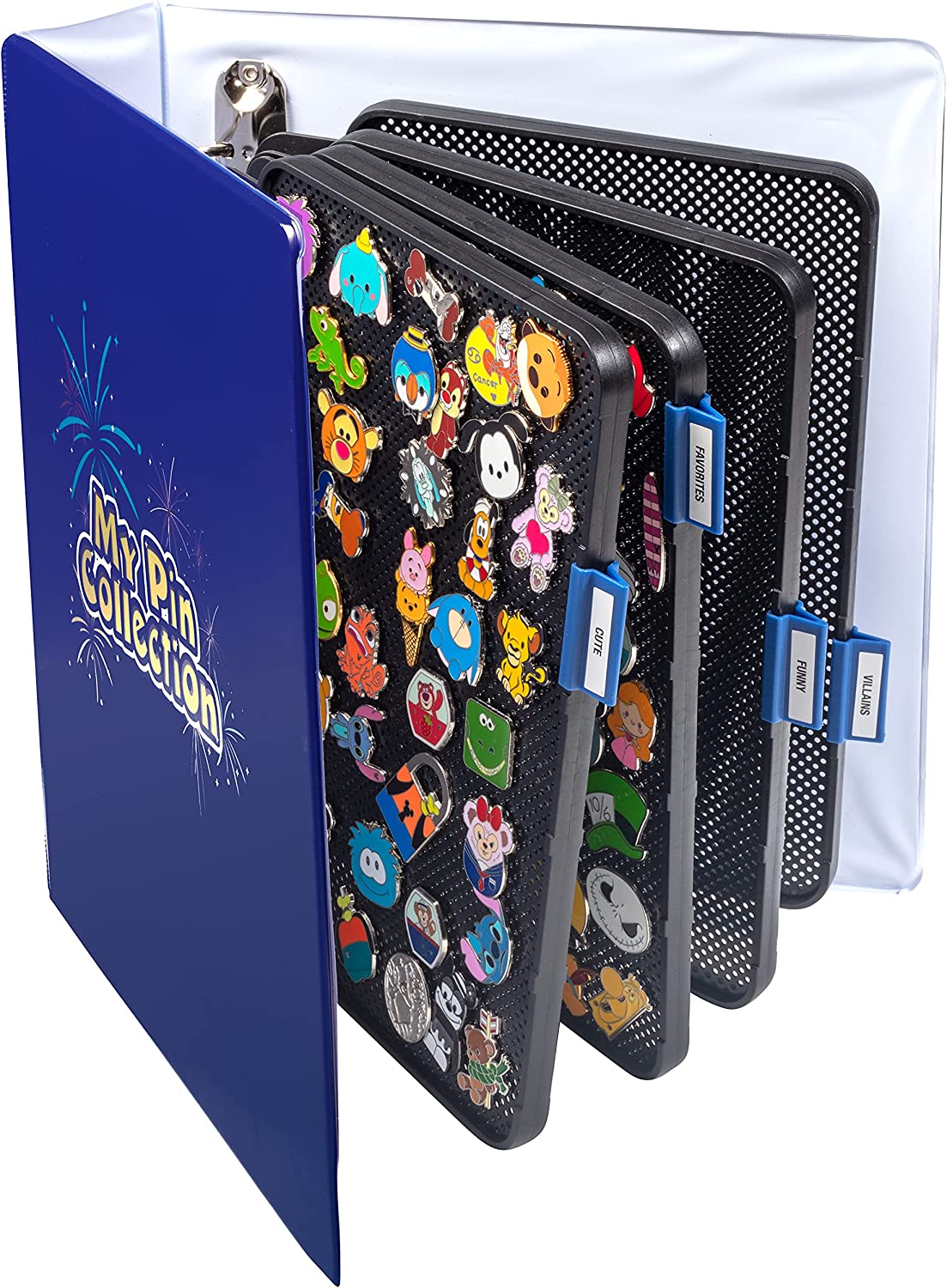 My Pin Collection 3-Ring Album Binder w 4 Enamel Pin Pages - Patented  Design Lays Pages Flat with Pinbacks and No Sagging - Display and Trade  Your Favorites - Organizational Stickers Included 
