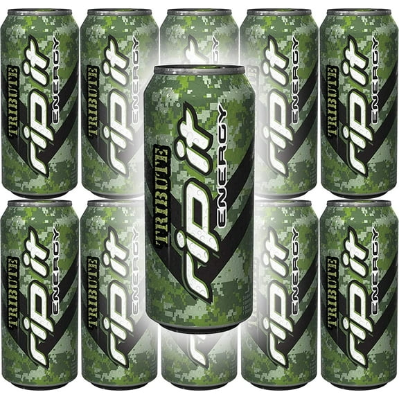 Rip It Energy Tribute Drink 16 Fl Oz Cans, Pack of 10, Total of 160 Oz