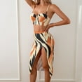 thumbnail image 1 of iTNHFP Robes pour Femmes Manches Longues Mode Décontractée Sexy Plage Soleil Imprimé Ensemble Bikini Trois Pièces, 1 of 6