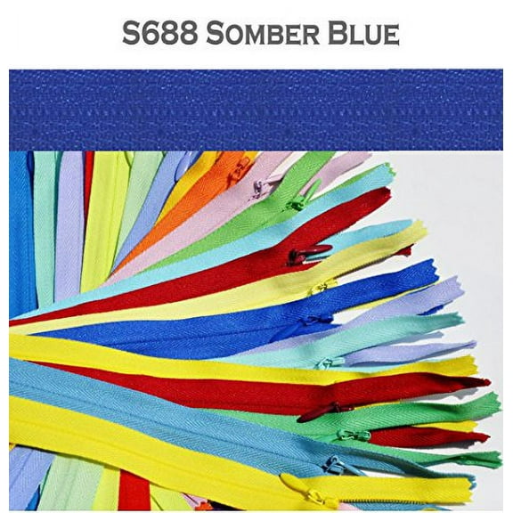 9" Unique Invisible Zipper YKK Conceal ~ Invisible (12 Zippers/ Pack) Select Size, Color (9 inch, S688 Somber Blue)