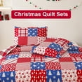 thumbnail image 6 of Smuge Christmas Quilt Sets Queen Full Size Snowman Christmas Tree Bedding Sets Bedspread Lightweight Coverlet with 2 Pillow Shams, Red Plaid Stripe, 6 of 6