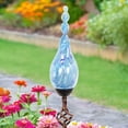 thumbnail image 4 of Exhart Light Blue Pearlized Glass Twisted Flame  Solar Powered Garden Stake, 36 inch (Decor for Home Patio, Outdoor Garden, Yard or Lawn), Metal, Teal, 4 of 7