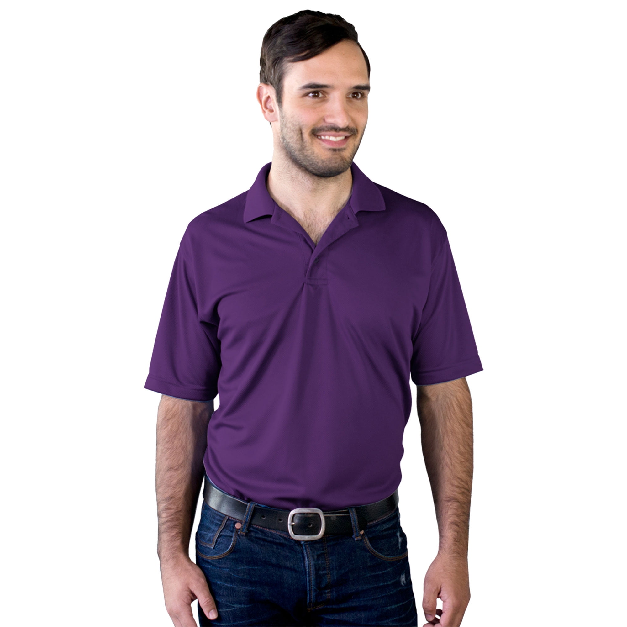 purple polo with jeans