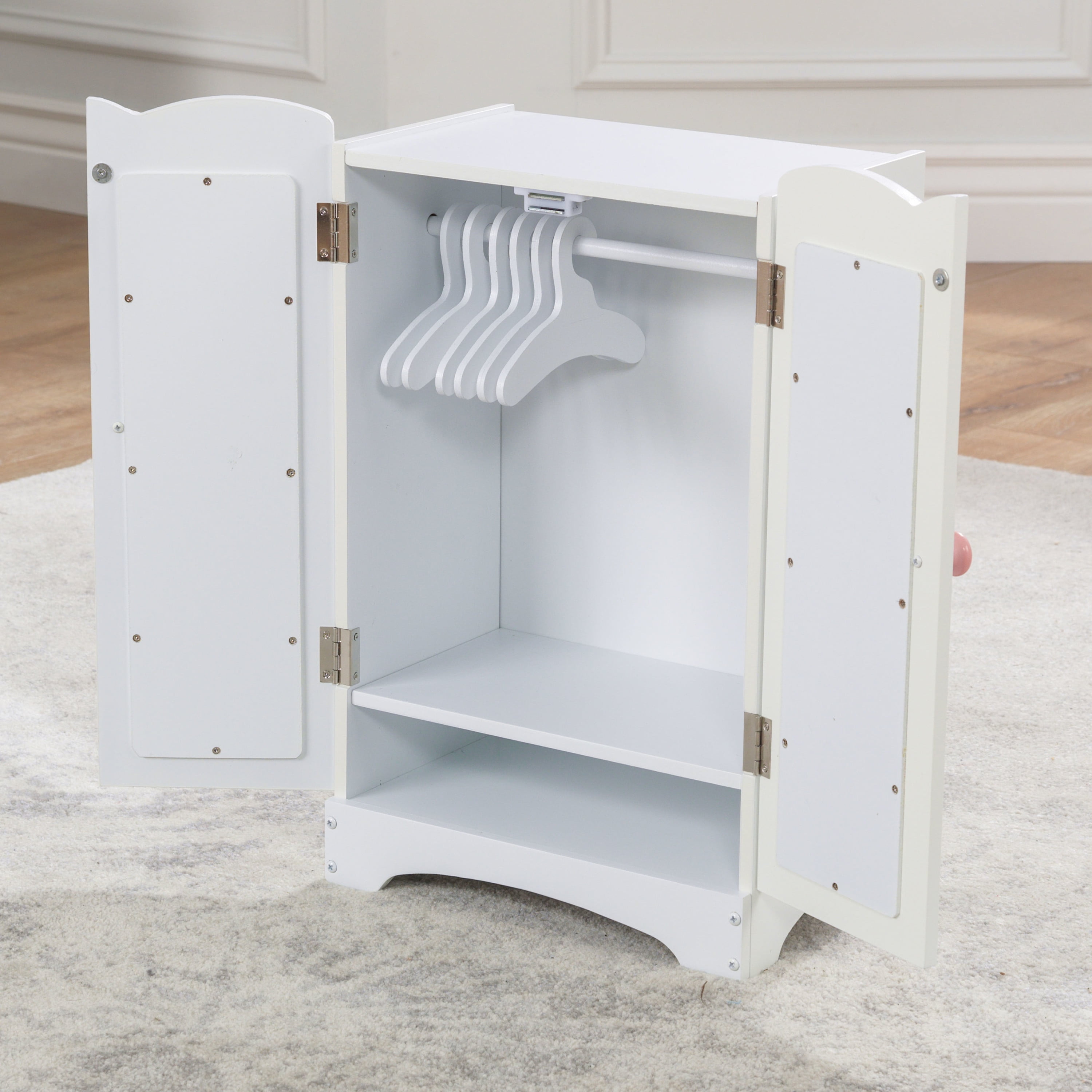 KidKraft KidKraft Wooden Lil' Doll Armoire with 6 Hangers, Furniture for 18-Inch Dolls - White