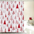 thumbnail image 2 of Christmas Shower Curtain Christmas Tree Red and White Shower Curtains for Bathroom Holiday Bathroom Curtain Decoration with Hooks 72x72 Inch, 2 of 6