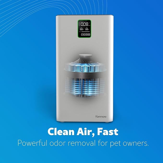 Kenmore PM3020, 1500 Sq Ft H13 True HEPA Air Purifier, 3-Stage Filtration System