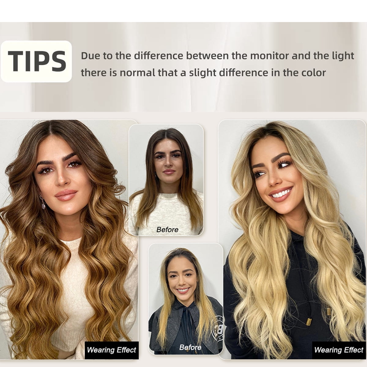 Hairro Clip inHair Extensions for Women, 8 PCS 18 Clips #Blonde Hair Extensions, Thick Hairpieces Wavy Hairpieces, Soft Hair & Blends Well, Long Wavy (17inch, 8pcs)