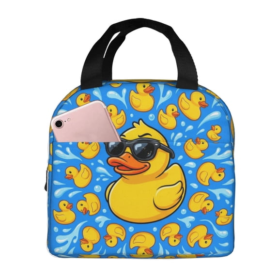 Duck Lunch Box, Cute Rubber Duck Artwork, Portable Reusable Cooler Tote For Travel, Office And Everyday Carry