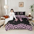 thumbnail image 4 of Castle Fairy Teens Black Pink Bow-Tie Bedding Comforter Set 2pcs,Animal Leopard Cheetah Print Twin Comforter Sets Microfiber,Old Fashion Dreamy Princess Breathable Bedding Set, 4 of 8