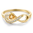 thumbnail image 3 of Gem Stone King 18K Yellow Gold Plated Silver Yellow Citrine Infinity Ring for Women (0.33 Cttw, Heart Shape 4MM, Gemstone November Birthstone, Size 5), 3 of 6