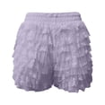 thumbnail image 3 of Style Ruffle Shorts with Delicate Lace Trim for Women Layered Pettipants Comfortable Boyshorts Design Purple,L, 3 of 4