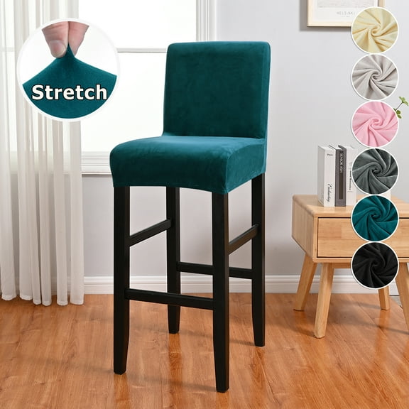 Rosnek Velvet Bar Stool Covers, Stretch Bar Stool Seat Cover Washable Anti-Dust Slipcovers for Dining Room