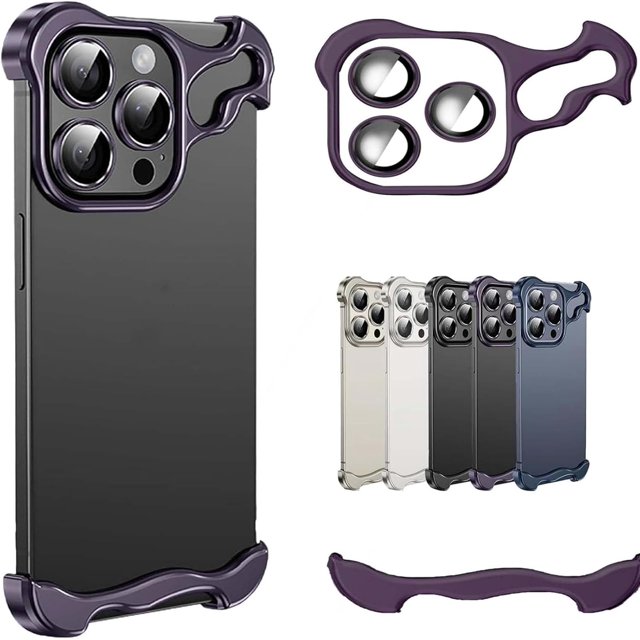 Alloy Armor for iPhone Case, Alloyarmor Premium Case, Minimalist Protective Shock Absorption Aerospace Grade Aluminum Shells, Elastomer Inlays Easy Fit (14 Pro,Purple)