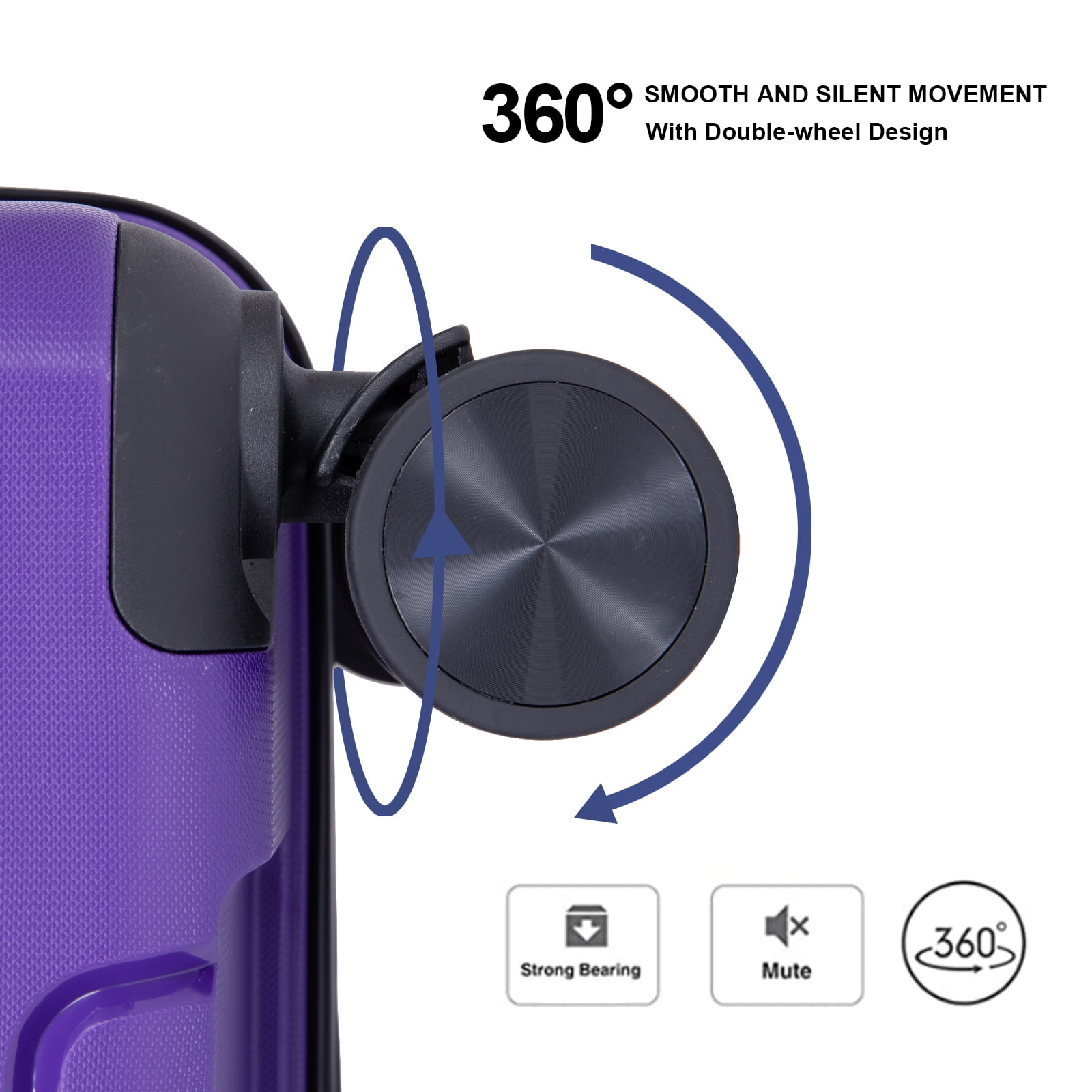 Aukfa Hardshell Suitcase Spinner Wheels PP Luggage Sets with TSA Lock - 3-Piece Set (20/24/28) - Purple