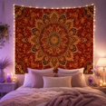 thumbnail image 2 of Red Mandala with Floral Petals and Ornate Vines, Mystical Vintage for Meditation Lovers, Decorative Bohemian Wall Art Housewarming Gift Tapestry Wall Hanging for Yoga Room and Living Room, 2 of 7